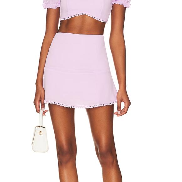 More to Come Fiona Mini Skirt Lilac Purple Dotted Trim A-Line Revolve‎ Sz S - Picture 1 of 11
